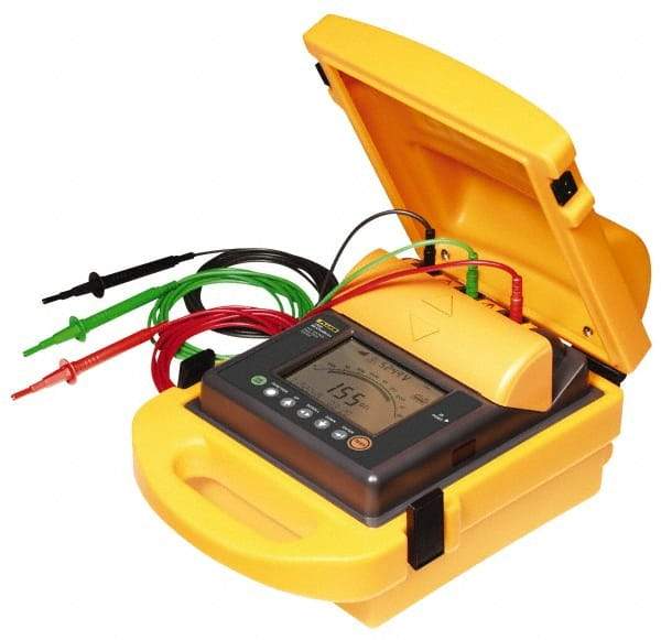 Fluke - Digital LCD Display, 2,000,000 Megohm Electrical Insulation Resistance Tester & Megohmmeter - 5,000 VDC Max Test Voltage, Powered by 12V Lead-Acid Battery - Americas Tooling