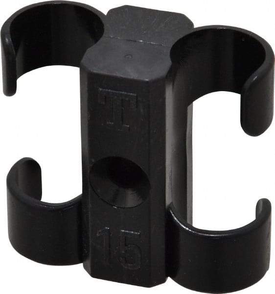 Midwest Control - 5/8 to 3/4 Hose OD, Multitube Holder - Black, 2 Slots, 1.61" OAL, 0.2" Mounting Hole, For Use With Tubes, Wires, Hose & Pipe - Americas Tooling