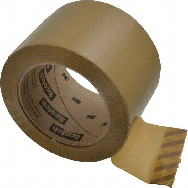 3M - 3" x 110 Yd Natural (Color) Rubber Adhesive Sealing Tape - Polypropylene Film Backing, 1.9 mil Thick, 44 Lb Tensile Strength, Series 371 - Americas Tooling