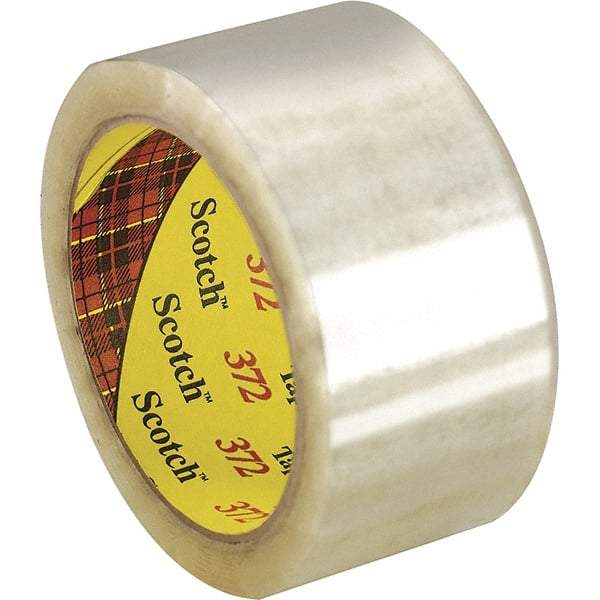 3M - 2" x 55 Yd Clear Rubber Adhesive Sealing Tape - Polypropylene Film Backing, 2.2 mil Thick, 52 Lb Tensile Strength, Series 372 - Americas Tooling