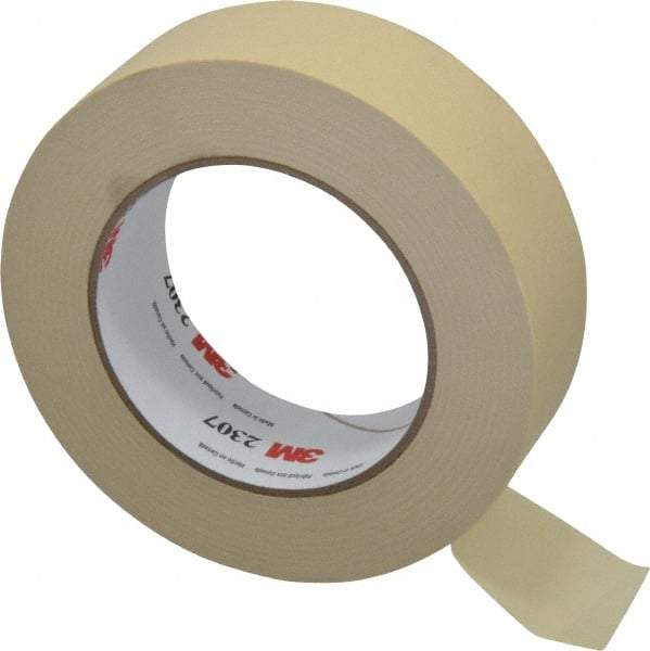 3M - 1-1/2" Wide x 60 Yd Long Tan Paper Masking Tape - Series 2307, 5.2 mil Thick, 23 In/Lb Tensile Strength - Americas Tooling