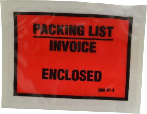 3M - 1,000 Piece, 5-1/2" Long x 4-1/2" Wide, Envelope - Packing List/Invoice Enclosed, Orange Full Faced - Americas Tooling