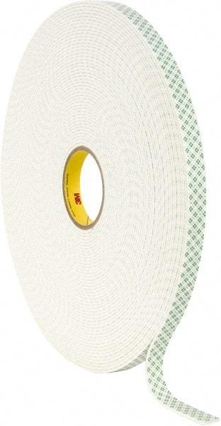 3M - 3/4" x 36 Yd Acrylic Adhesive Double Sided Tape - 1/8" Thick, Off-White, Urethane Foam Liner, Continuous Roll, Series 4008 - Americas Tooling