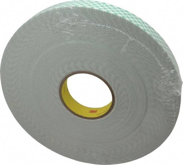 3M - 1" x 36 Yd Acrylic Adhesive Double Sided Tape - 1/16" Thick, Off-White, Urethane Foam Liner, Continuous Roll, Series 4016 - Americas Tooling