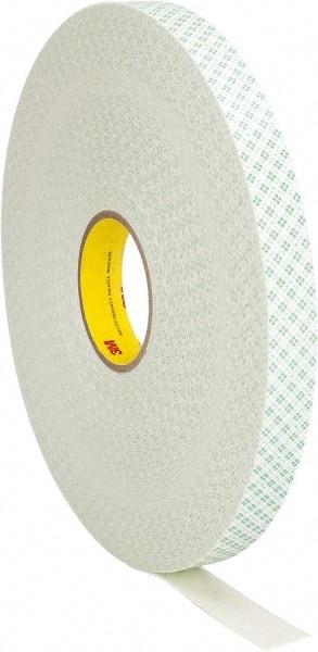 3M - 1" x 72 Yd Acrylic Adhesive Double Sided Tape - 1/32" Thick, Off-White, Urethane Foam Liner, Continuous Roll, Series 4032 - Americas Tooling