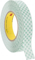 3M - 1" x 36 Yd Rubber Adhesive Double Sided Tape - 9 mil Thick, White, Polyethylene Film Liner, Continuous Roll, Series 9589 - Americas Tooling