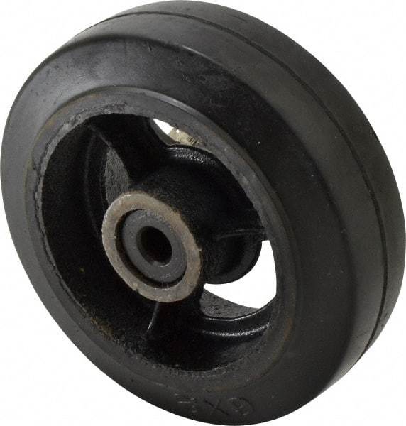 Fairbanks - 6 Inch Diameter x 2 Inch Wide, Rubber Caster Wheel - 675 Lb. Capacity, 2-3/16 Inch Hub Length, 1/2 Inch Axle Diameter, Delrin Bearing - Americas Tooling