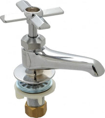 B&K Mueller - Standard, One Handle Design, Chrome, Round Deck Plate Single Mount Faucet - 4 Spoke Handle - Americas Tooling