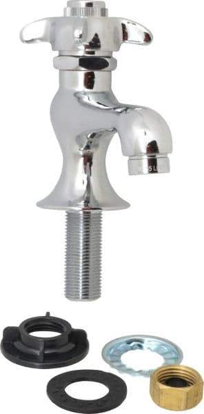 B&K Mueller - Standard, One Handle Design, Chrome, Round Deck Plate Single Mount Faucet - 4 Spoke Handle - Americas Tooling