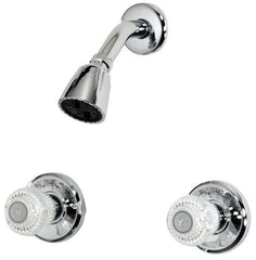 B&K Mueller - Concealed, Two Handle, Chrome Coated, Brass, Valve and Shower Head - Knob Handles, 8 Inch Mounting Centers, Acrylic Handles - Americas Tooling