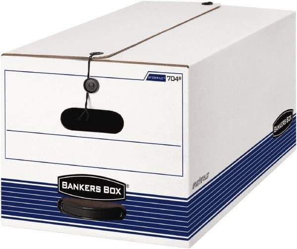 BANKERS BOX - 1 Compartment, 15 Inch Wide x 24 Inch Deep x 10 Inch High, File Storage Box - Paper, White and Blue - Americas Tooling