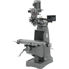 Jet - 9" Table Width x 42" Table Length, Variable Speed Pulley Control, 3 Phase Knee Milling Machine - R8 Spindle Taper, 2 hp - Americas Tooling