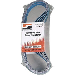 Dynabrade - 1/2" Wide x 24" OAL, 60 & 80 Grit, Zirconia Alumina Abrasive Belt - Zirconia Alumina, Coated & Nonwoven, X Weighted Cloth Backing, Wet/Dry - Americas Tooling