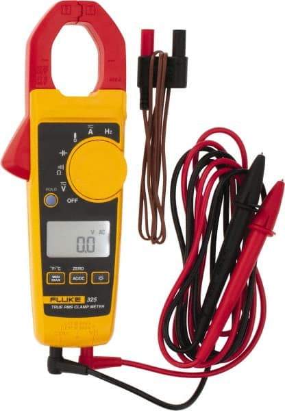 Fluke - 325, CAT IV, CAT III, Digital True RMS Clamp Meter with 1.18" Clamp On Jaws - 600 VAC/VDC, 400 AC/DC Amps, Measures Voltage, Capacitance, Continuity, Frequency, Resistance, Temperature - Americas Tooling