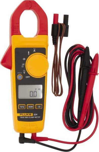 Fluke - 324, CAT IV, CAT III, Digital True RMS Clamp Meter with 1.18" Clamp On Jaws - 600 VAC/VDC, 400 AC Amps, Measures Voltage, Capacitance, Continuity, Current, Resistance, Temperature - Americas Tooling