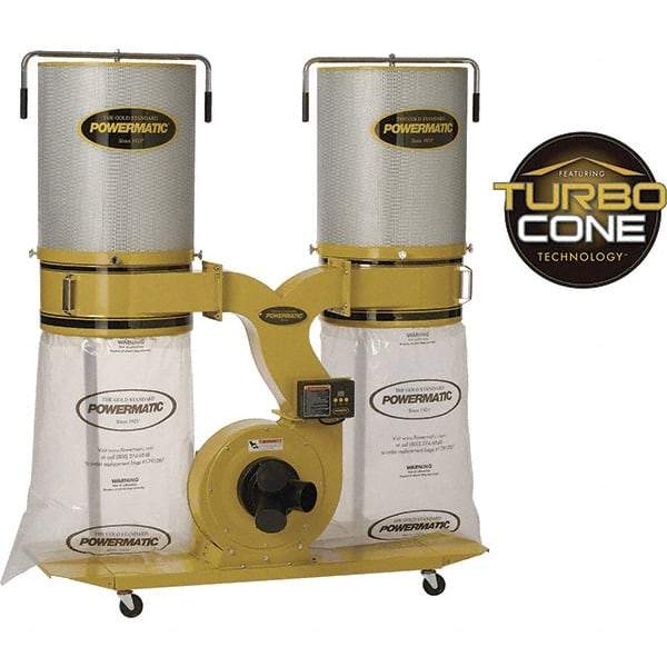 Jet - 230/460 Volt Dust Collector - 236 CFM Air Flow, 11.31" Static Pressure Water Level - Americas Tooling