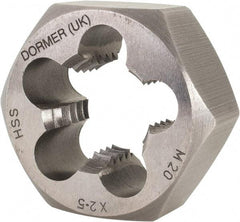 DORMER - M20x2.50 Metric Coarse Thread, Right Hand Thread, Hex Rethreading Die - High Speed Steel, 11/16" Thick, Series F302 - Exact Industrial Supply