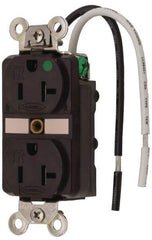 Hubbell Wiring Device-Kellems - 125 VAC, 20 Amp, 5-20R NEMA Configuration, Brown, Hospital Grade, Self Grounding Duplex Receptacle - 1 Phase, 2 Poles, 3 Wire, Flush Mount, Chemical, Corrosion and Impact Resistant, Tamper Resistant - Americas Tooling