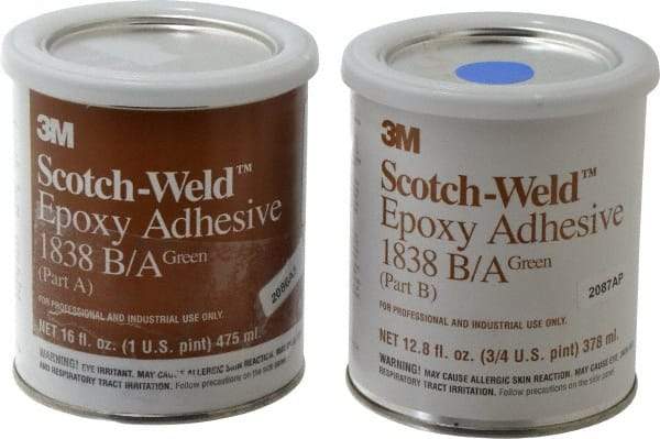 3M - 16 oz Can Two Part Epoxy - 60 min Working Time, 3,000 psi Shear Strength, Series 1838 - Americas Tooling
