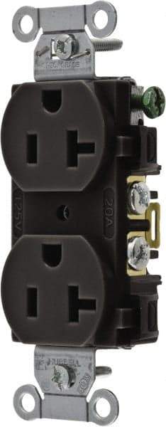 Hubbell Wiring Device-Kellems - 125 Volt, 20 Amp, 5-20R NEMA Configuration, Black, Specification Grade, Self Grounding Duplex Receptacle - 1 Phase, 2 Poles, 3 Wire, Flush Mount - Americas Tooling