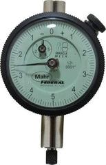 Mahr - 0.025" Range, 0-10-0 Dial Reading, 0.0001" Graduation Dial Drop Indicator - 1-3/4" Dial, 0.01" Range per Revolution, 0.0001" Accuracy, Revolution Counter - Americas Tooling