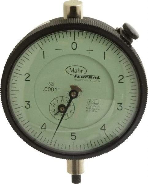 Mahr - 0.025" Range, 0-5-0 Dial Reading, 0.0001" Graduation Dial Drop Indicator - 2-3/4" Dial, 0.01" Range per Revolution, 0.0001" Accuracy, Revolution Counter - Americas Tooling