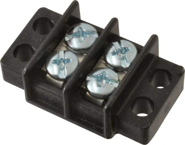 Ideal - 2 Poles, 300 Volt, 30 Amp, -40 to 266°F, Polyester Thermoplastic, Polyester Thermoplastic Multipole Terminal Block - Zinc Plated Steel, 22 to 14 AWG Compatibility, 0.41 Inch High - Americas Tooling