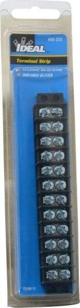 Ideal - 12 Poles, 300 Volt, 30 Amp, -40 to 266°F, Polyester Thermoplastic, Polyester Thermoplastic Multipole Terminal Block - Zinc Plated Steel, 22 to 14 AWG Compatibility, 0.41 Inch High - Americas Tooling