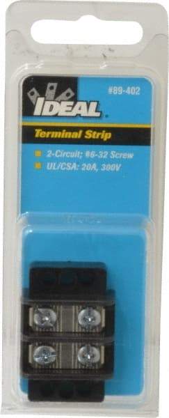 Ideal - 2 Poles, 300 Volt, 30 Amp, -40 to 266°F, Polyester Thermoplastic, Polyester Thermoplastic Multipole Terminal Block - Zinc Plated Steel, 22 to 12 AWG Compatibility, 0.56 Inch High - Americas Tooling