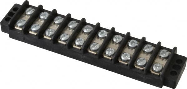 Ideal - 10 Poles, 300 Volt, 30 Amp, -40 to 266°F, Polyester Thermoplastic, Polyester Thermoplastic Multipole Terminal Block - Zinc Plated Steel, 22 to 12 AWG Compatibility, 0.56 Inch High - Americas Tooling