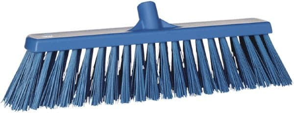 Vikan - 19" Heavy Duty Synthetic Push Broom - 4-1/2" Bristle Length, Plastic Block, European Threaded Handle Connection - Americas Tooling