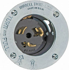 Hubbell Wiring Device-Kellems - 250 VAC, 50 Amp, Self Grounding Inlet - 3 Poles, 4 Wire, Male End, Metallic - Americas Tooling