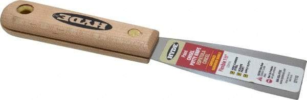 Hyde Tools - 1-1/2" Wide Steel Putty Knife - Flexible, Hardwood Handle, 7-3/4" OAL - Americas Tooling