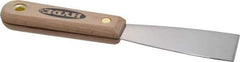 Hyde Tools - 1-1/2" Wide Stainless Steel Putty Knife - Stiff, Hardwood Handle, 7-3/4" OAL - Americas Tooling