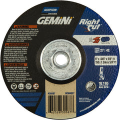 ‎6 x .045 × 5/8 - 11″ Gemini RightCut Cutting Wheel A 24 Q Type 27/42 - Americas Tooling