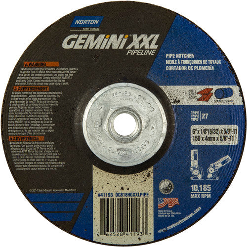 6″ × 5/32″ × 5/8″ Gemini Non-Woven Depressed Center Wheel Type 27 - Americas Tooling