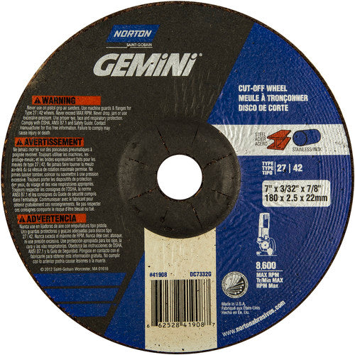 7″ × 3/32″ × 7/8″ Gemini Non-Woven Depressed Center Wheel Type 27 24 Grit - Americas Tooling