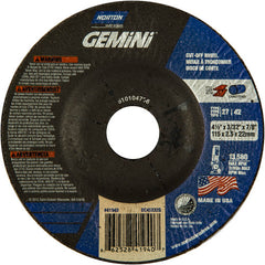 ‎4-1/2 × 3/32 × 7/8″ Gemini Cutting Wheel A 30 R BDA3 Type 27/42 - Americas Tooling