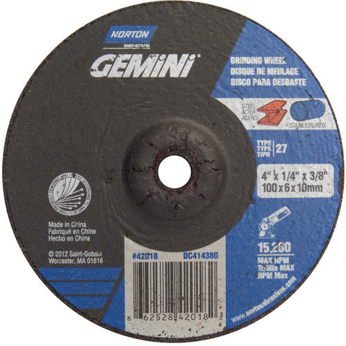 4 × 1/4 × 3/8″ Gemini Grinding Wheel A 24 Q BDA Type 27 - Americas Tooling