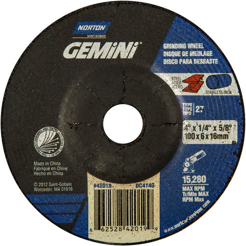 4 × 1/4 × 5/8″ Gemini Grinding Wheel A 24 S BDA Type 27 - Americas Tooling