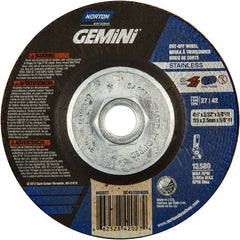 ‎4-1/2 × 3/32 × 5/8 - 11″ Gemini INOX/SS Cutting Wheel A 30 Q BDA Type 27/42 - Americas Tooling