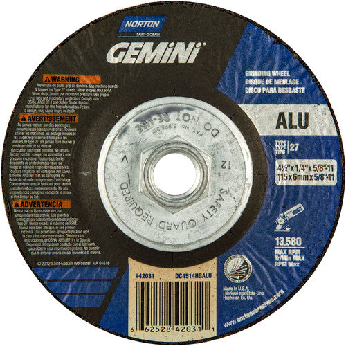 ‎4-1/2″ × 1/4″ × 5/8″ Gemini Non-Woven Depressed Center Wheel Type 27 - Americas Tooling