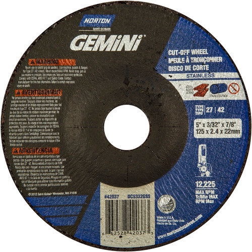 5″ × 0.090″ × 7/8″ Gemini Non-Woven Depressed Center Wheel Type 27 - Americas Tooling