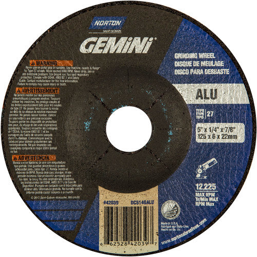 5″ × 1/4″ × 7/8″ Gemini Non-Woven Depressed Center Wheel Type 27 46 Grit Aluminum Oxide - Americas Tooling