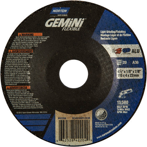 ‎4-1/2″ × 1/8″ × 7/8 ″ Gemini Non-Woven Depressed Center Wheel Type 29 36 Grit - Americas Tooling