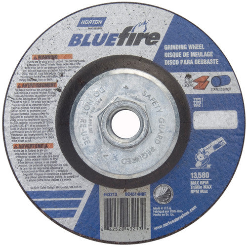 ‎4-1/2 × 1/4 × 5/8 - 11″ BlueFire Grinding Wheel ZA 24 S Type 27 - Americas Tooling