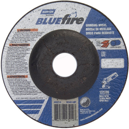 ‎4-1/2 × 1/4 × 7/8″ BlueFire Grinding Wheel ZA 24 S Type 27 - Americas Tooling