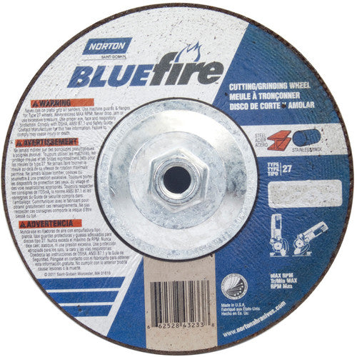 ‎7 × 1/8 × 5/8 - 11″ BlueFire Grinding Wheel ZA 30 U Type 27 - Americas Tooling