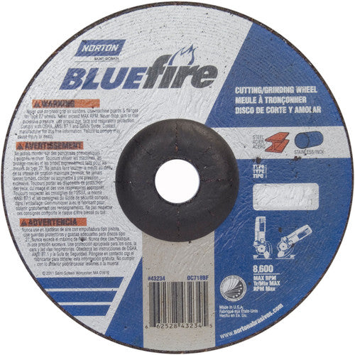 7 × 1/8 × 7/8″ BlueFire Grinding Wheel ZA 30 U Type 27 - Americas Tooling