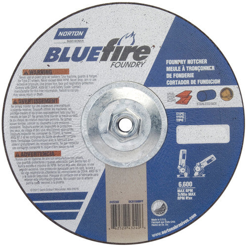 9″ × 1/8″ × 5/8″ BlueFire Non-Woven Depressed Center Wheel Type 27 Zirconia Alumina / Aluminum Oxide - Americas Tooling